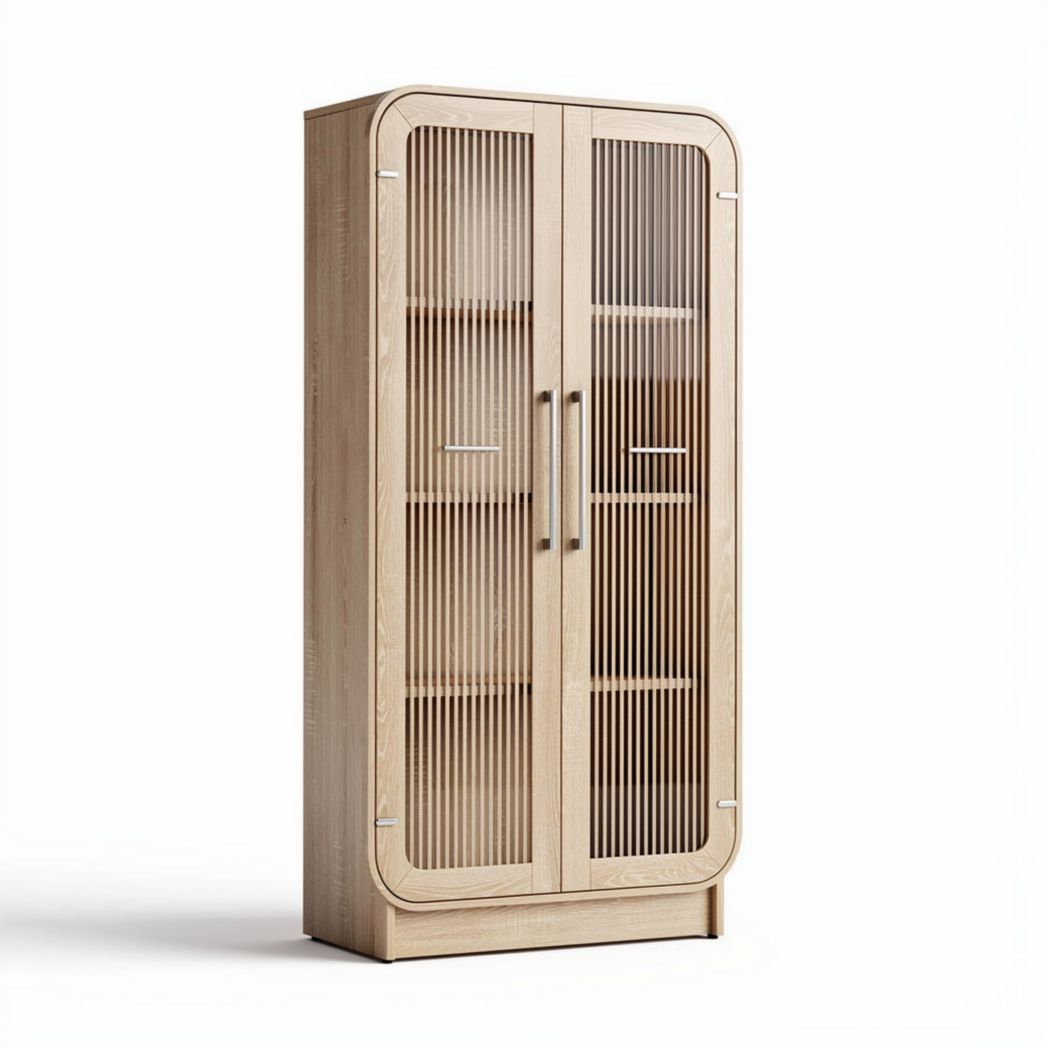 Armoire vitrée blanche en bois de 80 x 40 x 180 cm avec étagères réglables