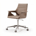 Chaise de bureau en cuir synthétique beige avec roulettes et accoudoirs réglables 60 x 60 x 85cm