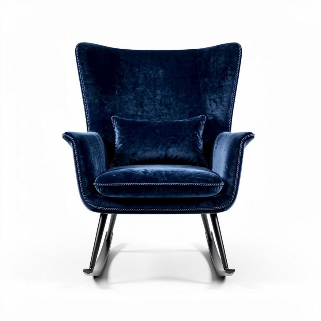 Fauteuil en velours bleu nuit avec coussin 80 x 100 x 100cm