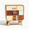 Commode en bois avec trois tiroirs multicolores 40 x 30 x 40cm