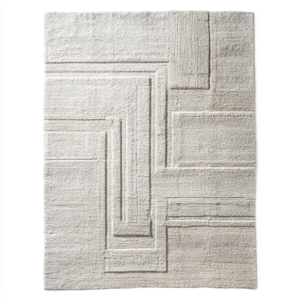 Tapis en fibres synthétiques beige 160 x 230 x 1cm pour salon et chambre